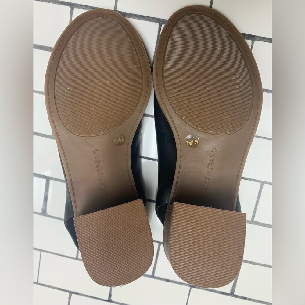 Lucky Brand Black Leather Rhazy Open Toe Shoes Size 8.5 - Picture 9 of 9